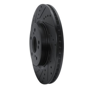 Acura Integra Brake Rotor (1) - Front Left - R1 Concepts - Drilled & Slotted - Black - `13-`25